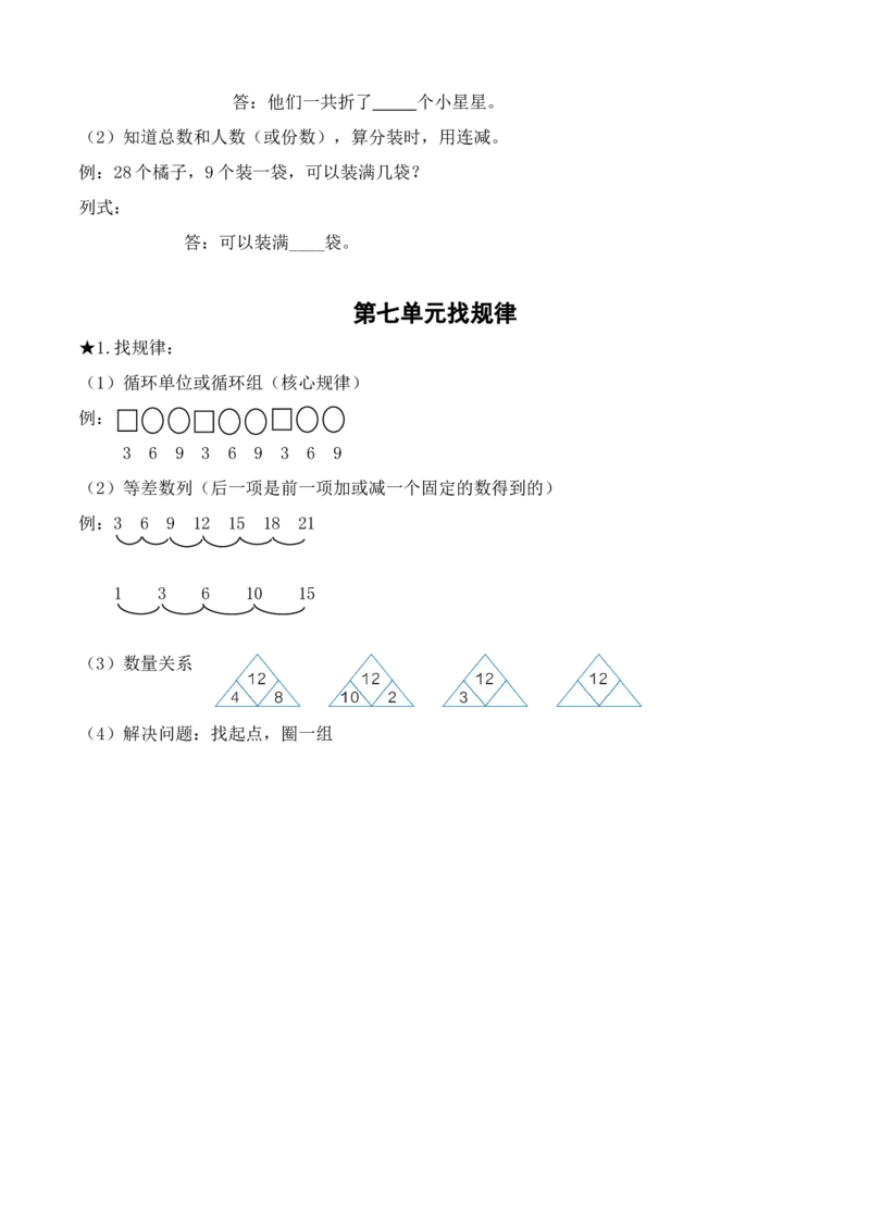 部编版(最新)一年级下册数学知识点_一年级上下册资料_小学一年级学习资料-25年更新版_1-04、小学一年级数学下册_1-4-1、复习、知识点、归纳汇总_人教版