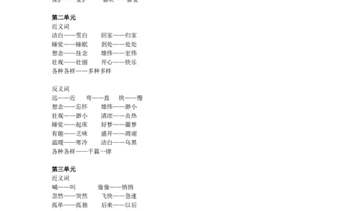 部编一年级语文下册近义词反义词汇总_一年级上下册资料_小学一年级学习资料-25年更新版_1-02、小学一年级语文下册_3-6-2-1、复习、知识点、归纳汇总_部编（人教）版