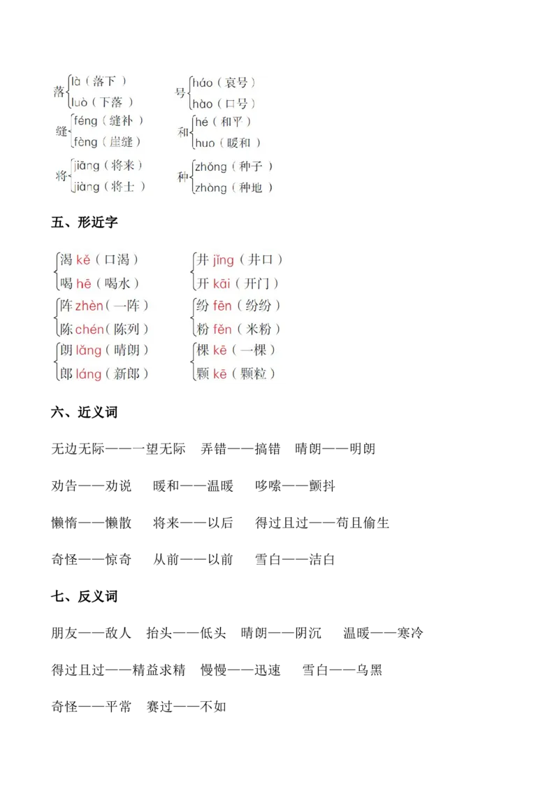 部编新人教版小学语文二年级上册-语文各单元重点知识资料.必看_二年级上下册资料_小学二年级学习资料-25年更新版_2-01、小学二年级语文上册_2-1-1、复习、知识点、归纳汇总