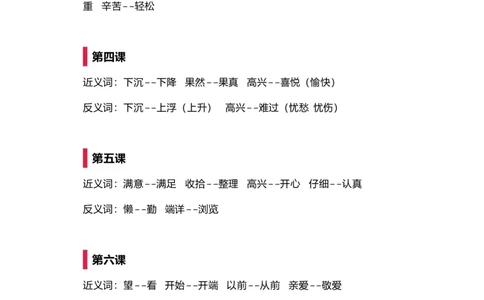 近义词反义词强化训练_二年级上下册资料_二年级语数英上下册学习资料_3-7-1、小学二年级语文上册_统编、部编、人教（语文全国统一只有一个版）_6、专项练习_字词句子