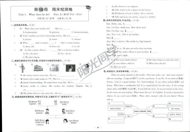 周末小测卷_25秋小学语数英习题试卷_英语_人教版_英语《阳光同学提优新卷》人教25秋_提优新卷英语人教6