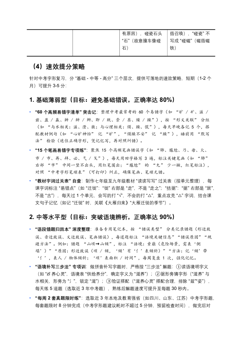 字形专题(含答案解析)_462026中考语文一轮复习练考点+练专题+练模块_字形专题