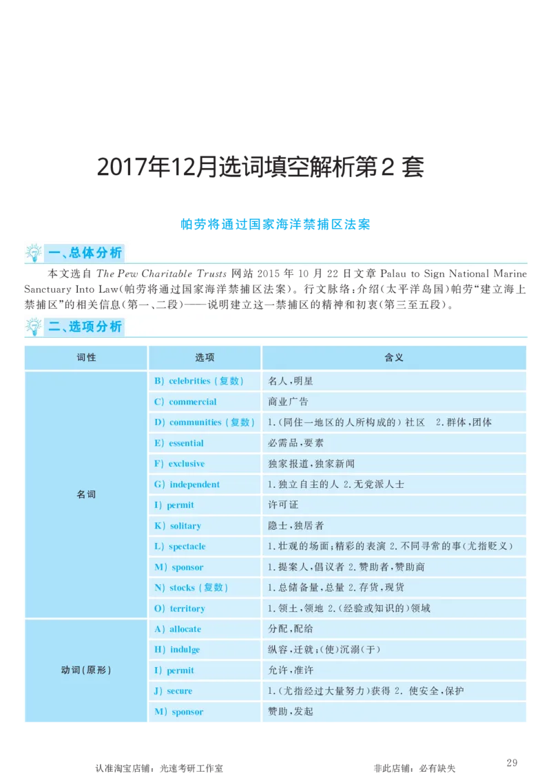 2017.12英语六级选词填空第2套解析_六级_六级选词填空_六级选词填空解析