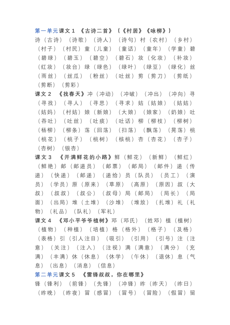 语文2年级下册全册生字组词_二年级上下册资料_小学二年级学习资料-25年更新版_2-02、小学二年级语文下册_2-2-1、复习、知识点、归纳汇总_精品知识汇总
