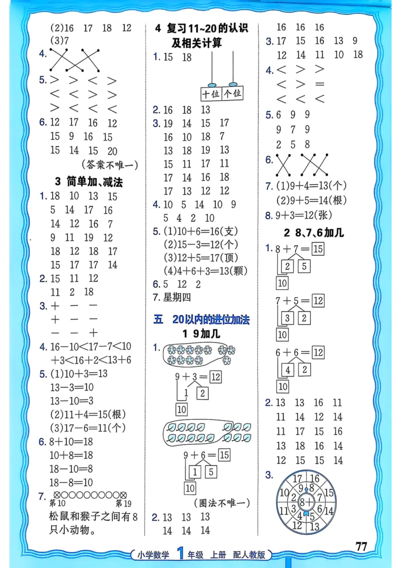 新版人教版数学一年级上册活页计算-副本_25秋小学语数英习题试卷_数学_人教版_2025秋王朝霞活页计算人教版数学1-6上册
