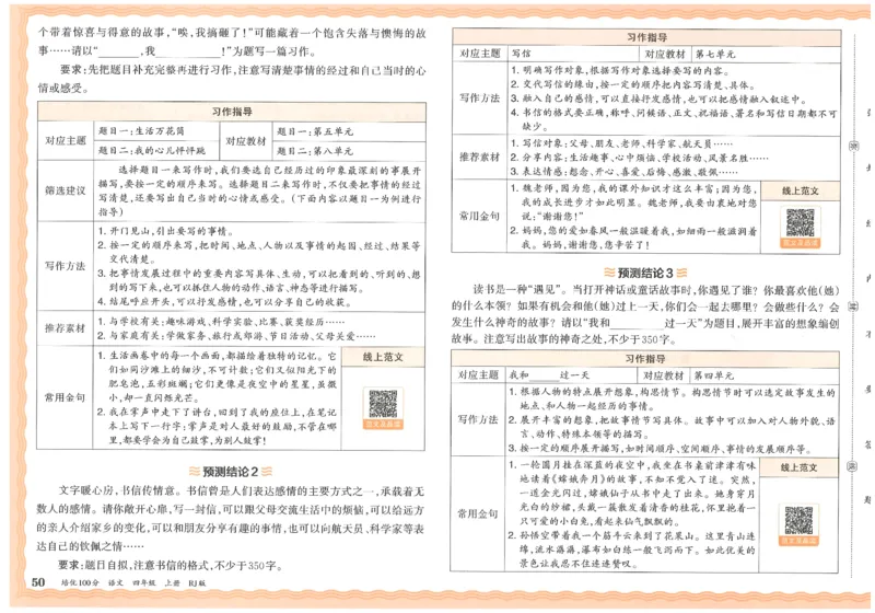 四上语文王朝霞培优100分_25秋小学语数英习题试卷_语文_25秋培优100分语文