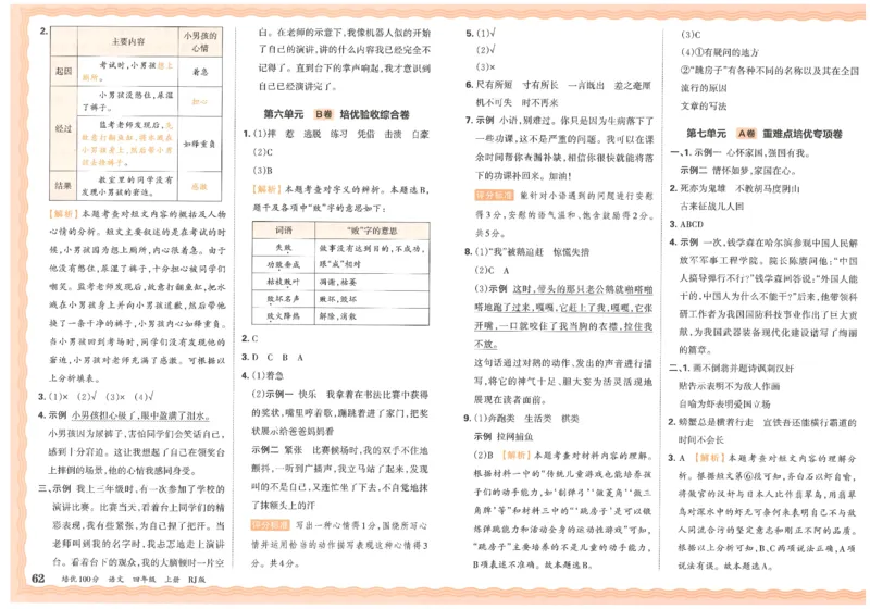 四上语文王朝霞培优100分_25秋小学语数英习题试卷_语文_25秋培优100分语文