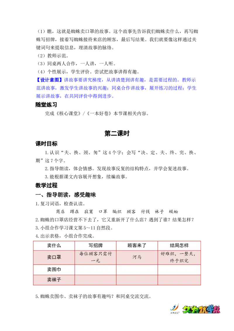 课文20.蜘蛛开店_二年级上下册资料_小学二年级学习资料-25年更新版_2-02、小学二年级语文下册_2-2-3、课件、讲义、教案_《名师教案》语文二年级下册（2022春）_第七单元