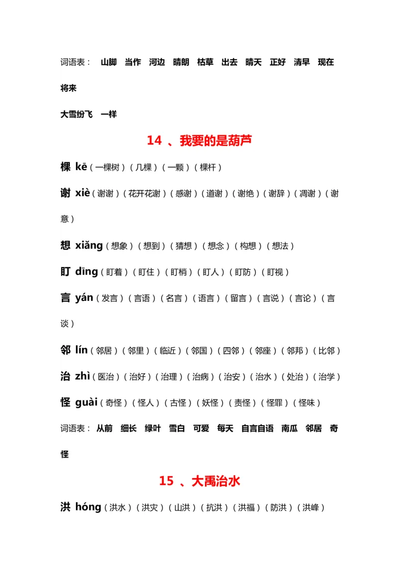 部编版二年级语文上册生字拼音组词_二年级上下册资料_小学二年级学习资料-25年更新版_2-01、小学二年级语文上册_2-1-2、练习题、作业、试题、试卷_专项练习