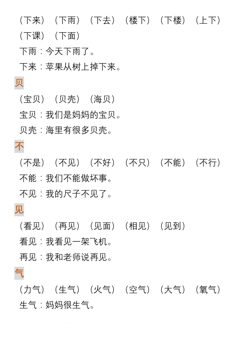 部编人教版一年级上册语文生字组词造句_一年级上下册资料_小学一年级学习资料-25年更新版_1-01、小学一年级语文上册_01、知识汇总