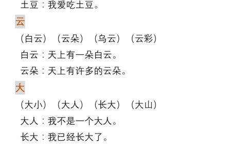 部编人教版一年级上册语文生字组词造句_一年级上下册资料_小学一年级学习资料-25年更新版_1-01、小学一年级语文上册_01、知识汇总