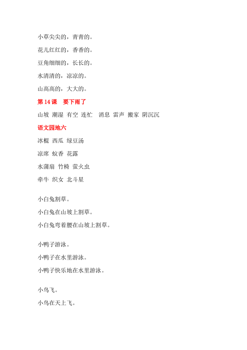 部编版语文一年级下册课后练习题参考答案_一年级上下册资料_小学一年级学习资料-25年更新版_1-02、小学一年级语文下册_3-6-2-2、练习题、作业、专项、试卷_部编（人教）版_预习资料