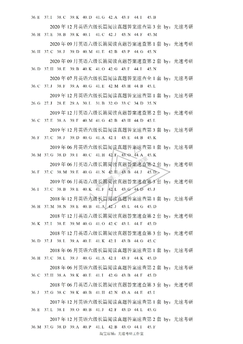 六级长篇阅读答案速查_六级_六级长篇阅读