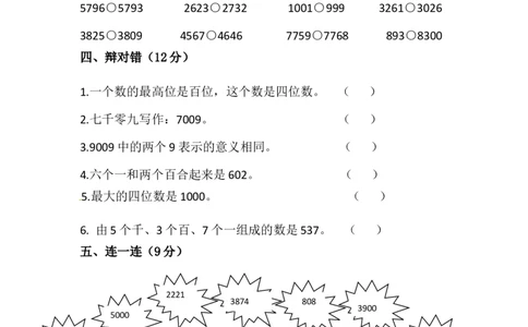 第二单元-万以内数的认识_二年级上下册资料_小学二年级学习资料-25年更新版_2-04、小学二年级数学下册_2-4-2、练习题、作业、试题、试卷_青岛版63_单元测试卷