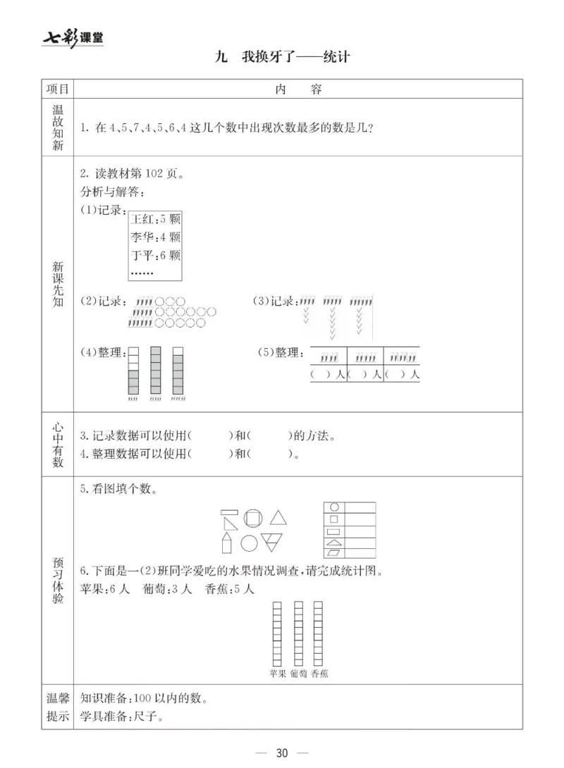 青岛63制数学一年级下册全册预习卡_一年级上下册资料_一年级上语数英上下册学习资料_3-6-4、小学一年级数学下册_青岛版_1、知识点总结