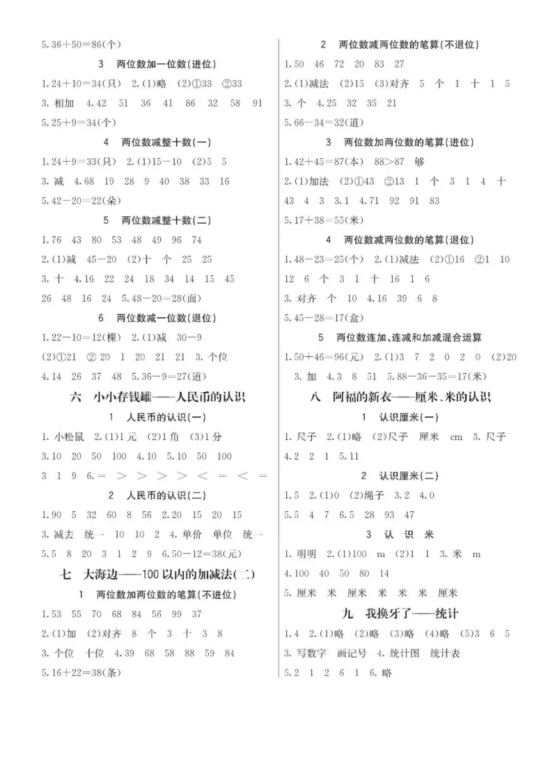 青岛63制数学一年级下册全册预习卡_一年级上下册资料_一年级上语数英上下册学习资料_3-6-4、小学一年级数学下册_青岛版_1、知识点总结