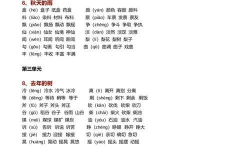 新部编语文三年级上册生字组词（带拼音）_三年级上下册资料_小学三年级学习资料-25年更新版_3-01、小学三年级语文上册_3-1-2、练习题、作业、试题、试卷_专项练习