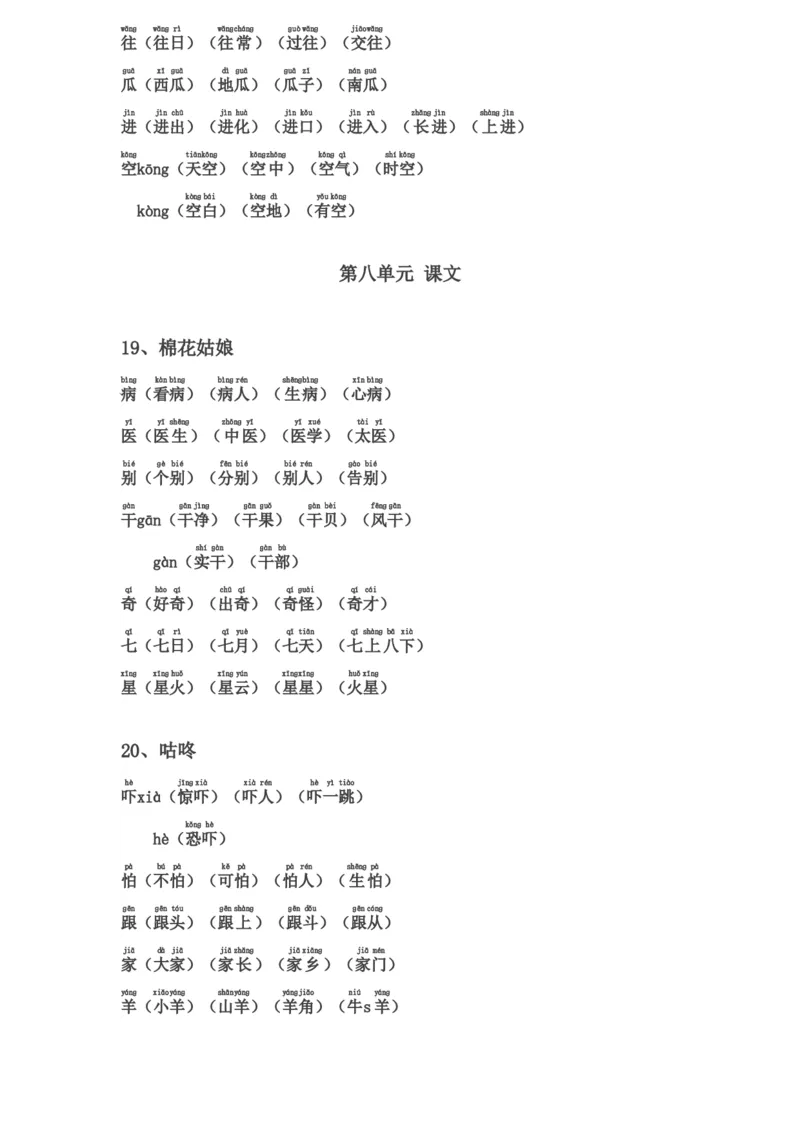 生字表组词(含注音声调全)_一年级上下册资料_一年级上语数英上下册学习资料_3-6-2、小学一年级语文下册_统编、部编、人教（语文全国统一只有一个版）_6、专项练习_组词造句