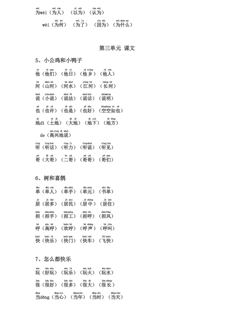 生字表组词(含注音声调全)_一年级上下册资料_一年级上语数英上下册学习资料_3-6-2、小学一年级语文下册_统编、部编、人教（语文全国统一只有一个版）_6、专项练习_组词造句