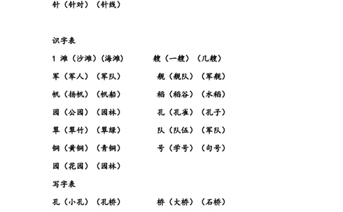 生字组词总复习_二年级上下册资料_二年级语数英上下册学习资料_3-7-1、小学二年级语文上册_统编、部编、人教（语文全国统一只有一个版）_1、知识点总结_专项-字词句子