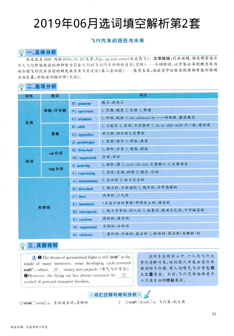 2019.06英语六级选词填空解析第2套_六级_六级选词填空_六级选词填空解析