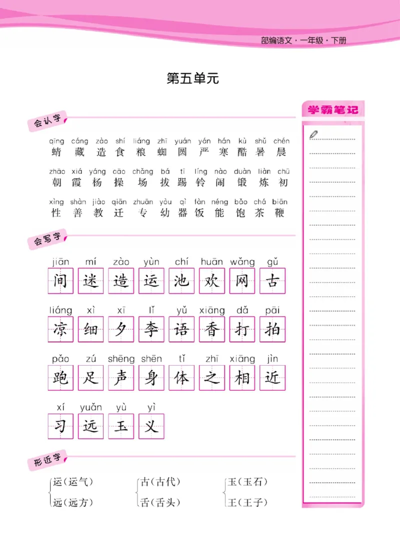 语文1年级1-8单元课堂知识清单_一年级上下册资料_小学一年级学习资料-25年更新版_1-02、小学一年级语文下册_3-6-2-1、复习、知识点、归纳汇总_部编（人教）版_知识汇总