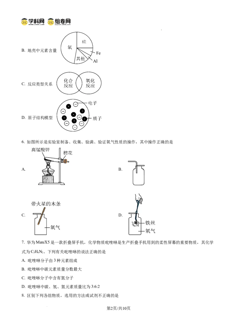 精品解析：广东省广州市广雅中学2024-2025学年九年级上学期期中化学试题（原卷版）_广州九上月考+期中+期末+一模二模+中考真题_2024年秋九年级上学期期中考试试卷和答案解析