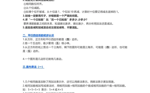 苏教版小学数学二年级上册知识重难点汇编_二年级上下册资料_小学二年级学习资料-25年更新版_2-03、小学二年级数学上册_2-3-1、复习、知识点、归纳汇总_苏教版