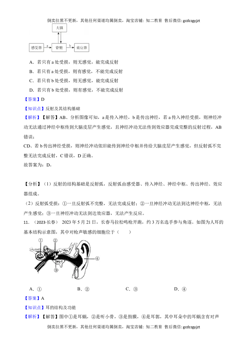 吉林省长春市2023年中考生物试卷(教师版)_吉林省长春市-历年中考真题_9-吉林省长春市-中考生物（21-25）_精品解析吉林省长春市2023年中考生物试卷