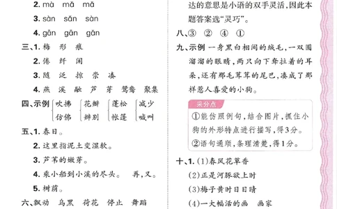 考点梳理时习卷语文三年级下答案精解精析_三年级上下册资料_53黄冈多个品牌系列资料_语文