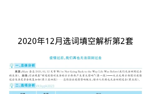 2020.12英语六级选词填空解析第2套_六级_六级选词填空_六级选词填空解析