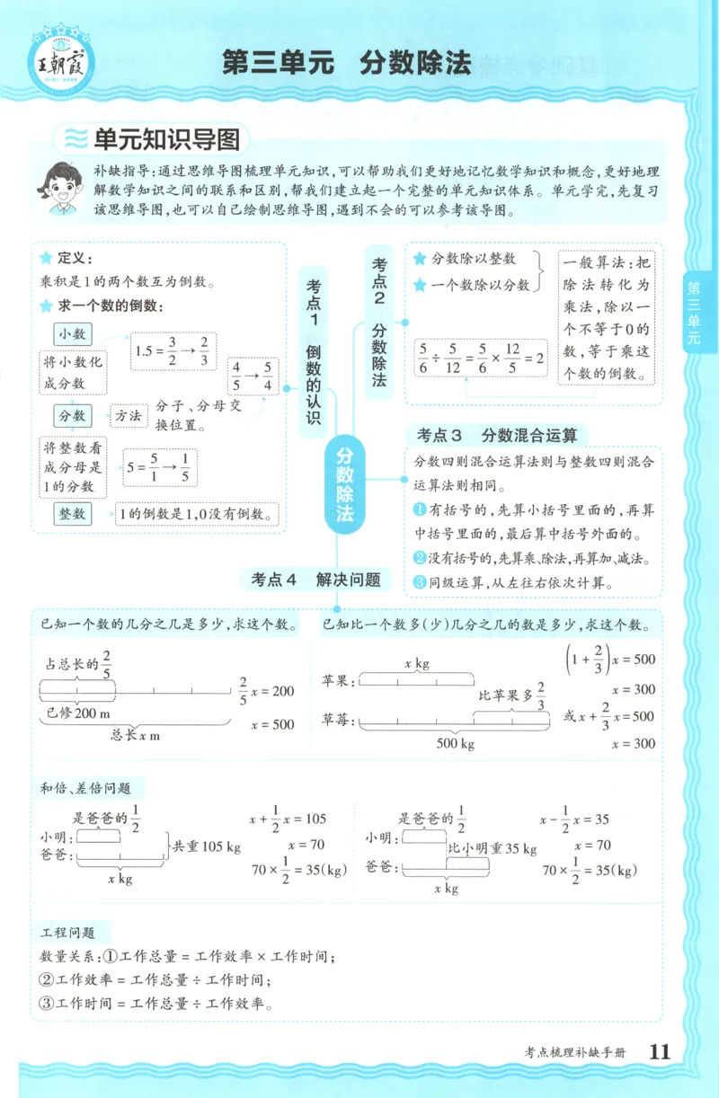 补缺手册_25秋小学语数英习题试卷_数学_人教版_25秋1-6年级上册数学《王朝霞考点梳理时习卷》_六年数学上册《王朝霞考点梳理时习卷》人教25秋