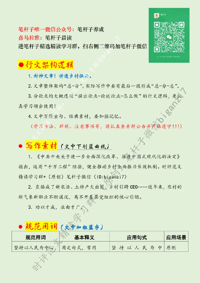0912---标注绿-奋力绘就乡村全面振兴新图景_2026考公资料_（57）申论材料_00、笔杆子晨读材料_2024笔杆子晨读_笔杆子9月时政_0912奋力绘就乡村全面振兴新图景话题：乡村振兴