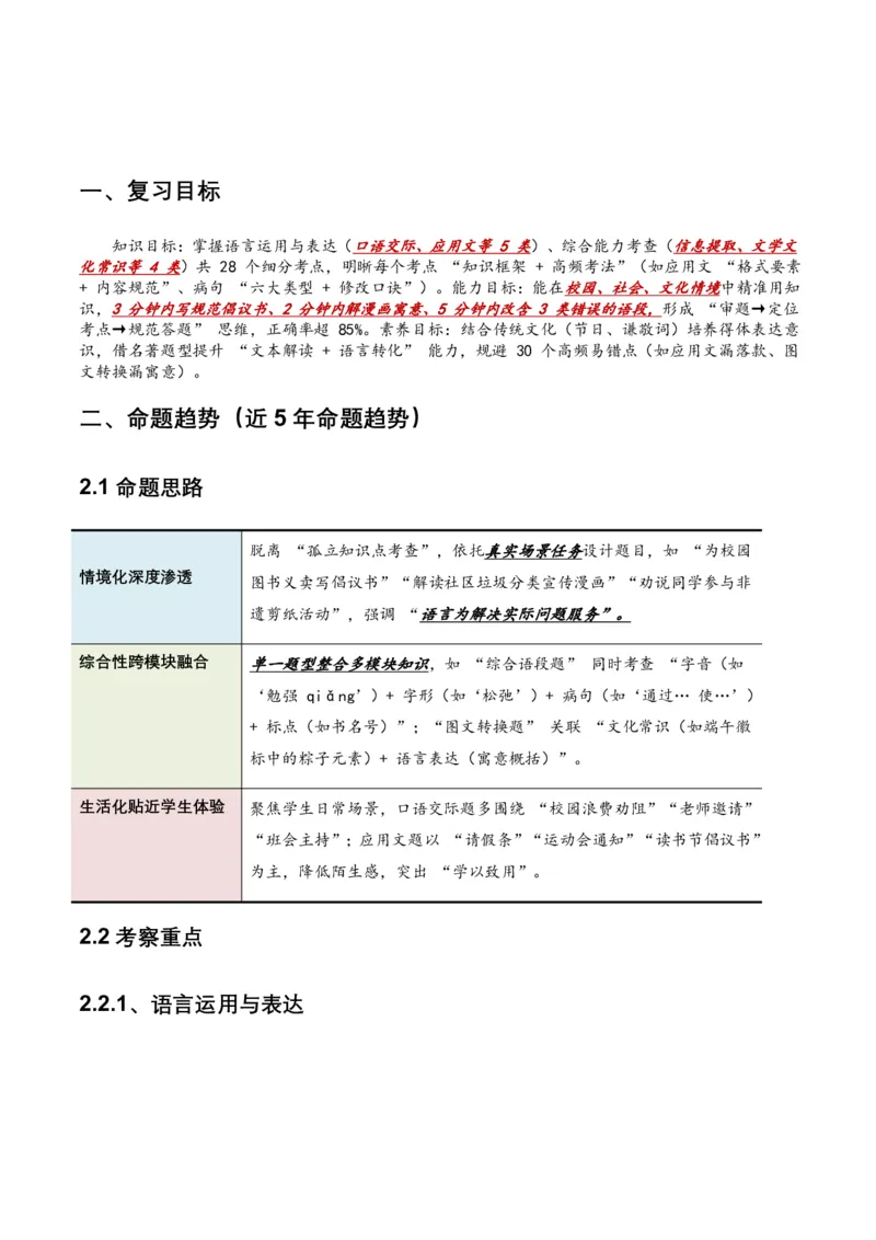 语言运用(全国适用)(含答案解析)_462026中考语文一轮复习练考点+练专题+练模块_语言运用