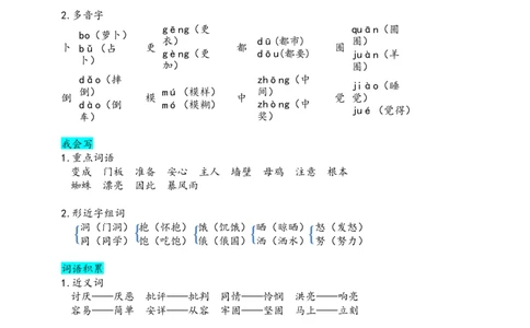 部编版三（上）第四单元知识盘点_三年级上下册资料_小学三年级学习资料-25年更新版_3-01、小学三年级语文上册_3-1-1、复习、知识点、归纳汇总_语文三（上）1-8单元重点.知识点.课文归纳2