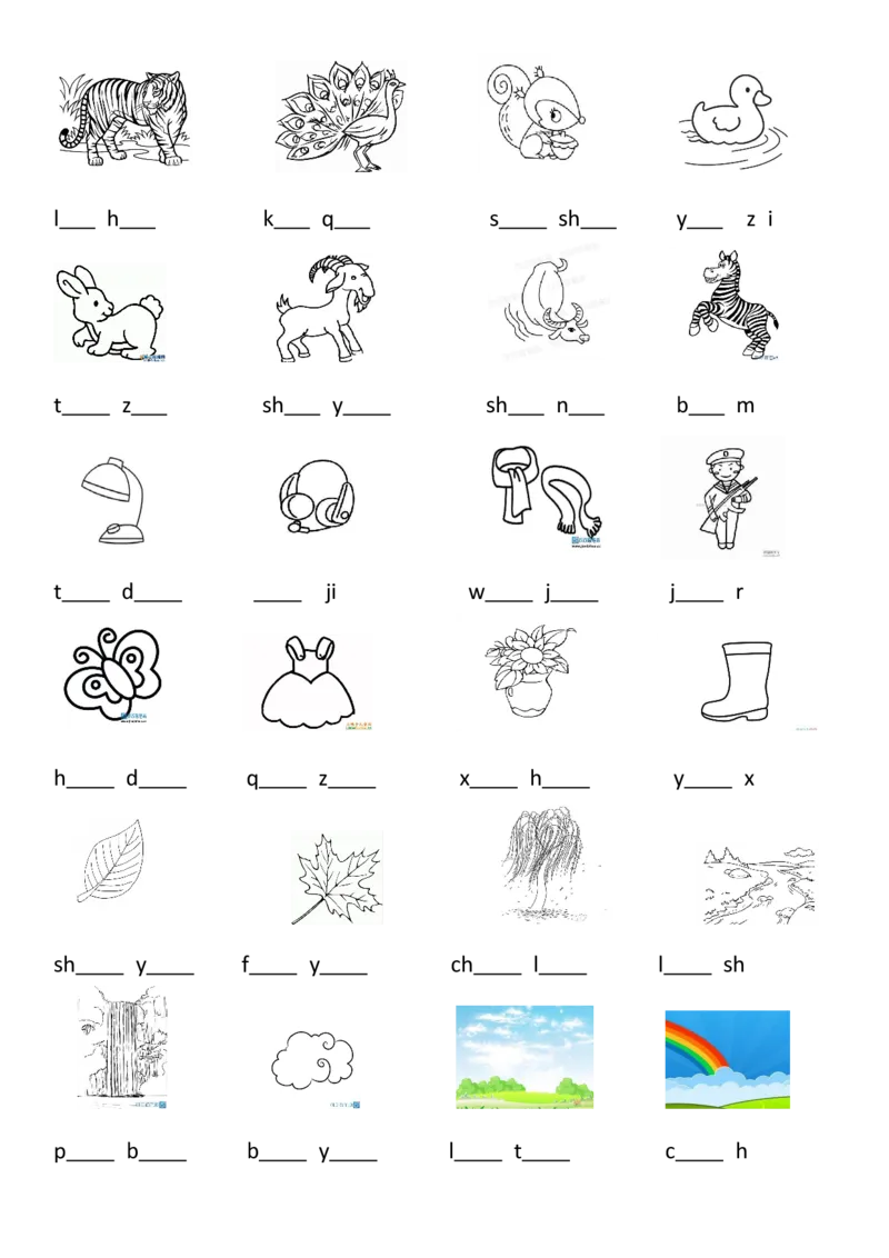 看图写拼音练习专题_一年级上下册资料_一年级上语数英上下册学习资料_3-6-1、小学一年级语文上册_统编、部编、人教（语文全国统一只有一个版）_6、专项练习_拼音生字