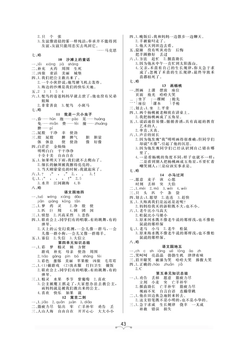 测试卷及参考答案_二年级上下册资料_小学二年级学习资料-25年更新版_2-02、小学二年级语文下册_2-2-2、练习题、作业、试题、试卷_电子册类_《黄冈冠军课课练》语文2年级下册（RJ）