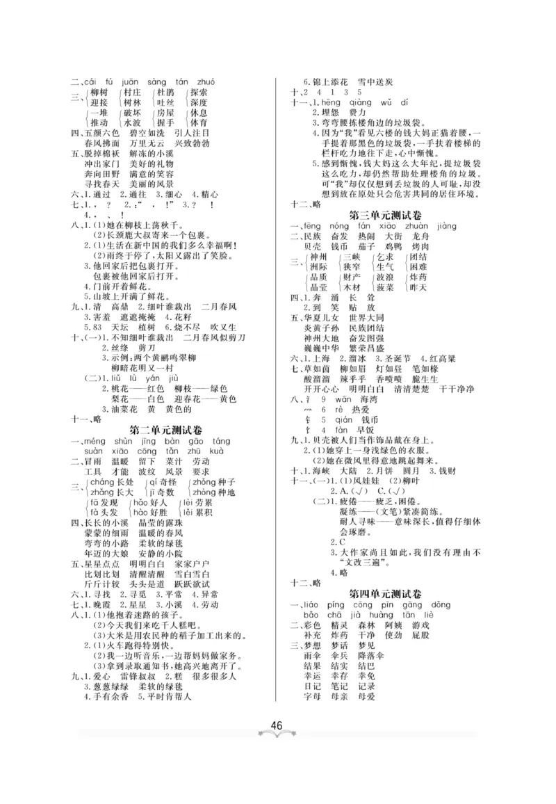 测试卷及参考答案_二年级上下册资料_小学二年级学习资料-25年更新版_2-02、小学二年级语文下册_2-2-2、练习题、作业、试题、试卷_电子册类_《黄冈冠军课课练》语文2年级下册（RJ）