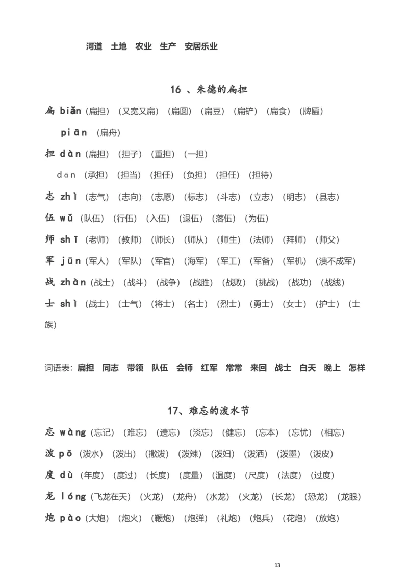 部编版小学二年级语文上册生字拼音组词_二年级上下册资料_小学二年级学习资料-25年更新版_2-01、小学二年级语文上册_2-1-1、复习、知识点、归纳汇总