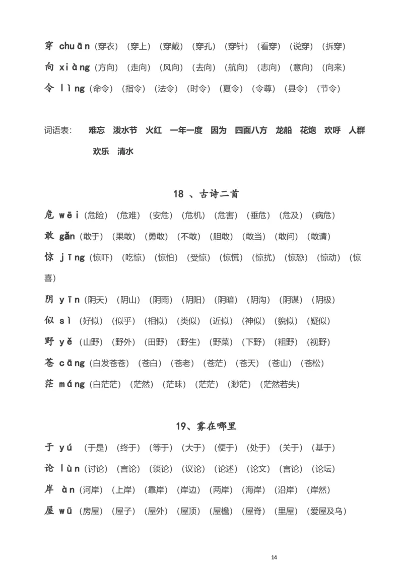 部编版小学二年级语文上册生字拼音组词_二年级上下册资料_小学二年级学习资料-25年更新版_2-01、小学二年级语文上册_2-1-1、复习、知识点、归纳汇总