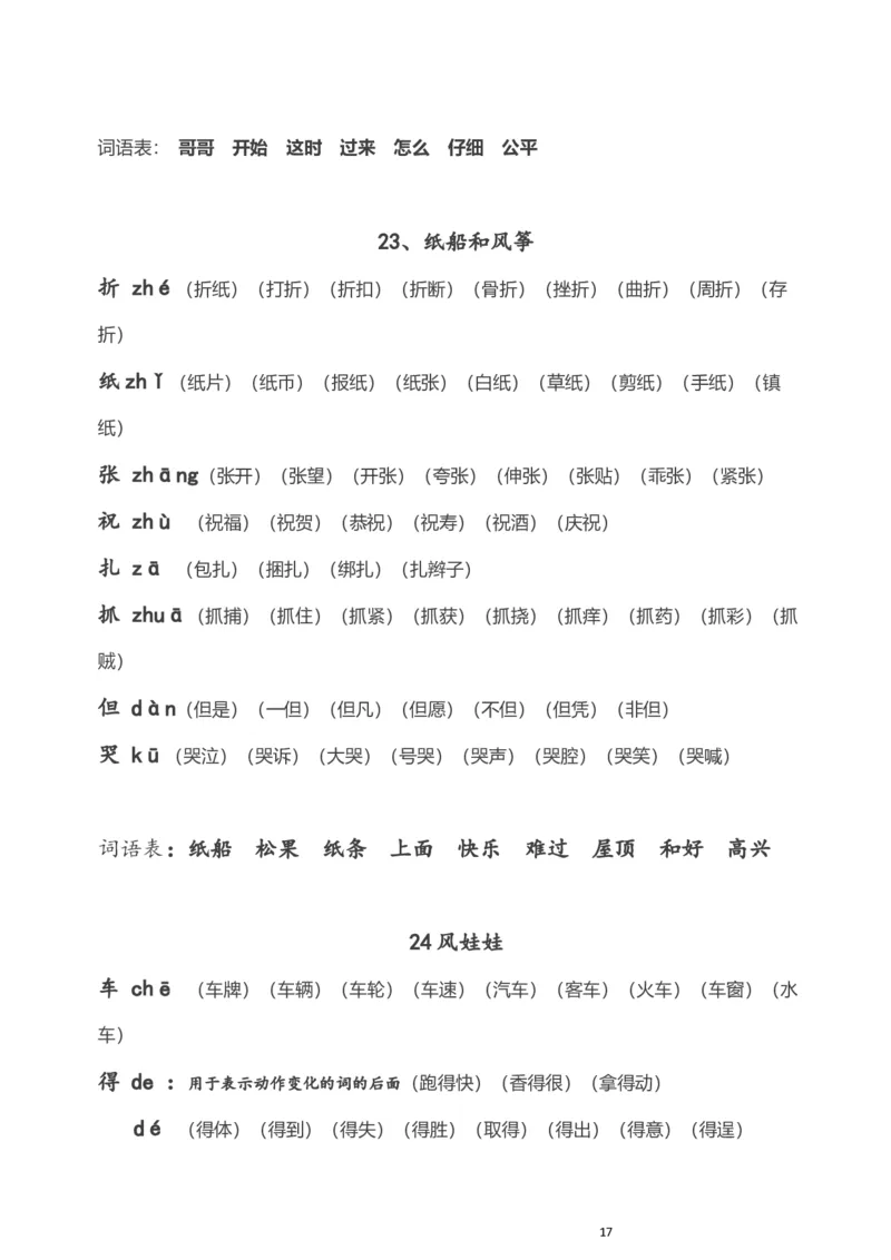 部编版小学二年级语文上册生字拼音组词_二年级上下册资料_小学二年级学习资料-25年更新版_2-01、小学二年级语文上册_2-1-1、复习、知识点、归纳汇总
