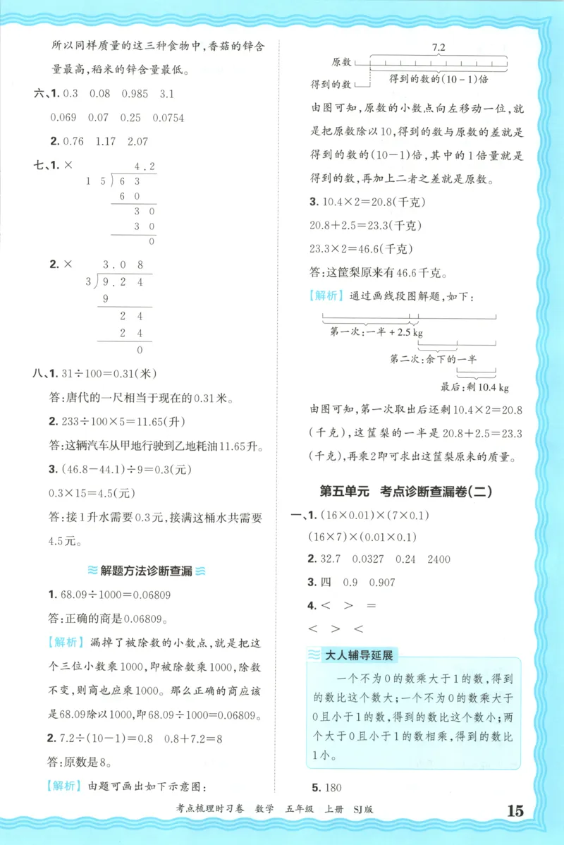 答案_25秋小学语数英习题试卷_数学_苏教版_数学《王朝霞考点梳理时习卷》苏教25秋(1)_考点梳理时习卷数学SJ5上