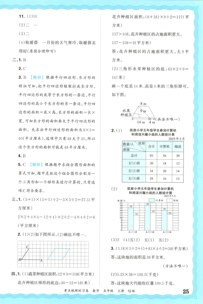 答案_25秋小学语数英习题试卷_数学_苏教版_数学《王朝霞考点梳理时习卷》苏教25秋(1)_考点梳理时习卷数学SJ5上