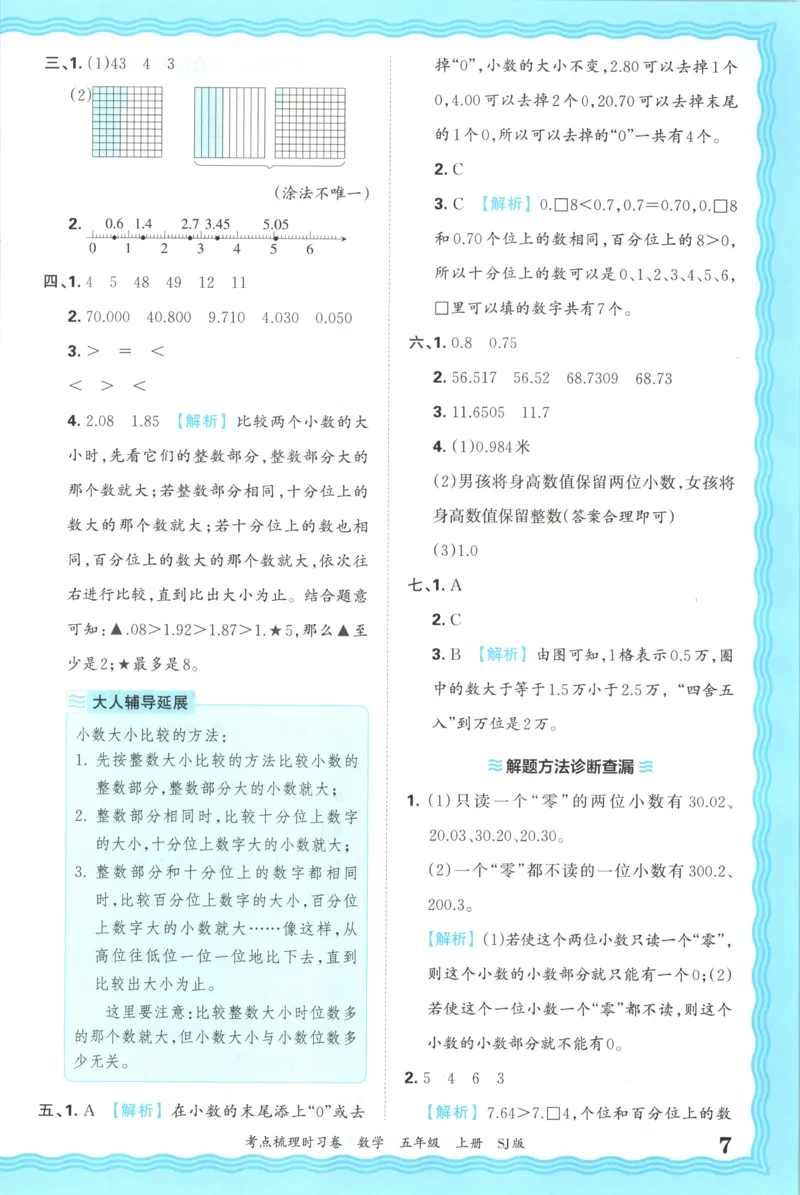 答案_25秋小学语数英习题试卷_数学_苏教版_数学《王朝霞考点梳理时习卷》苏教25秋(1)_考点梳理时习卷数学SJ5上