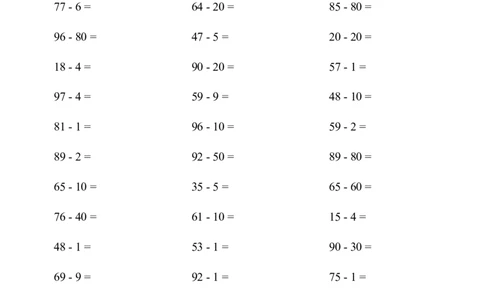 （两位数减一位数和整十数(不退位)）1500题_小学数学口算竖式脱式计算应用题一二三四五六年级上下册电_小学数学口算题库电子版（1-6）_小学数学口算一年级_口算1年级下册17000题