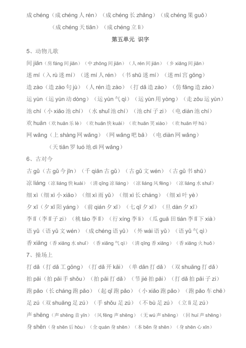 生字组词汇总资料_一年级上下册资料_一年级上语数英上下册学习资料_3-6-2、小学一年级语文下册_统编、部编、人教（语文全国统一只有一个版）_1、知识点总结_专项-字词句子