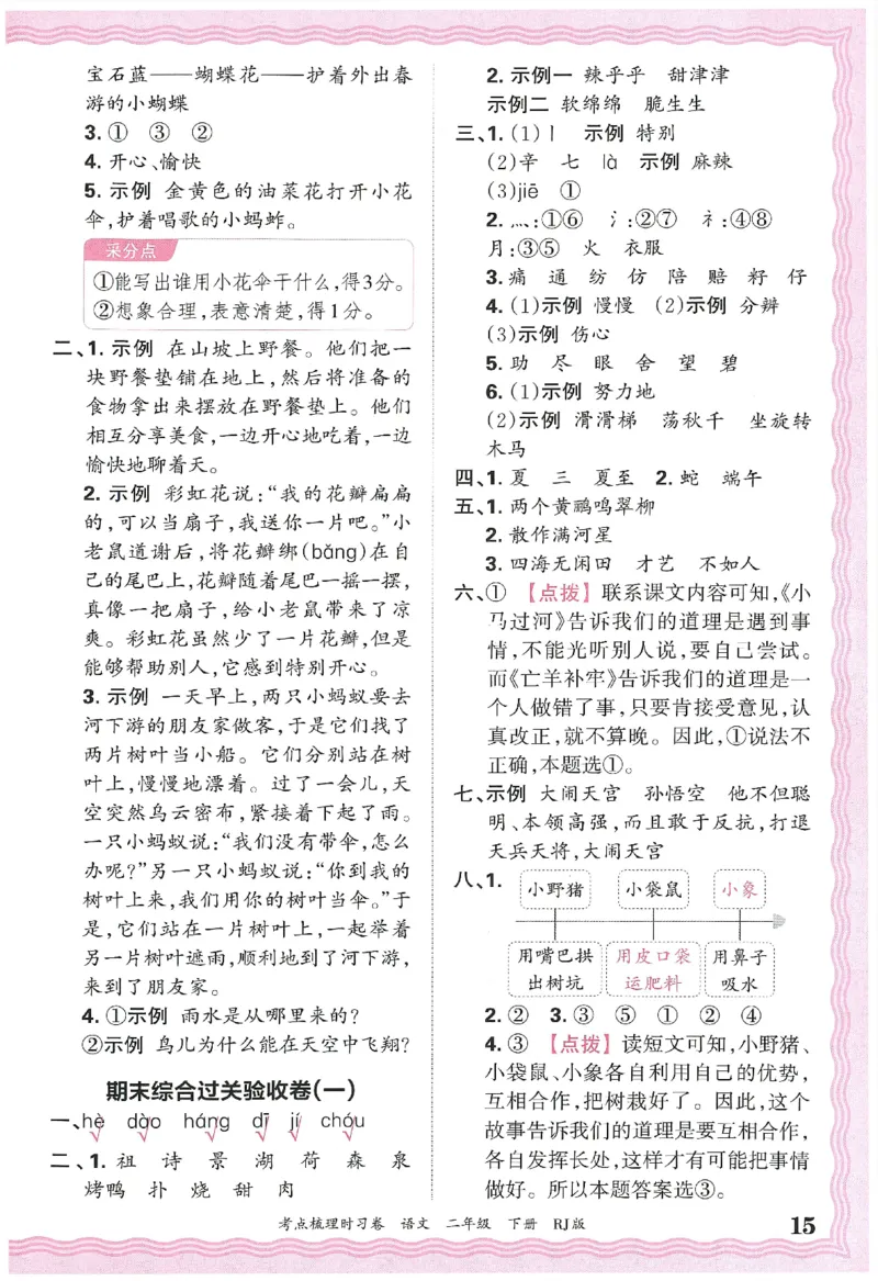 考点梳理时习卷语文二年级下答案精解精析_二年级上下册资料_53黄冈多个品牌系列资料_英语