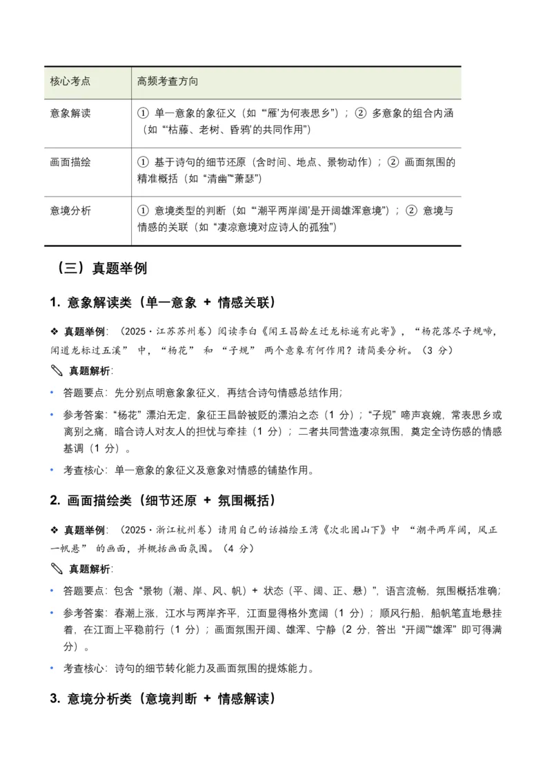 2026年全国中考语文一轮复习讲义：古诗文阅读(意象、画面、意境)(全国适用)(含答案解析)_462026中考语文一轮复习练考点+练专题+练模块_古诗文阅读(意象、画面、意境)