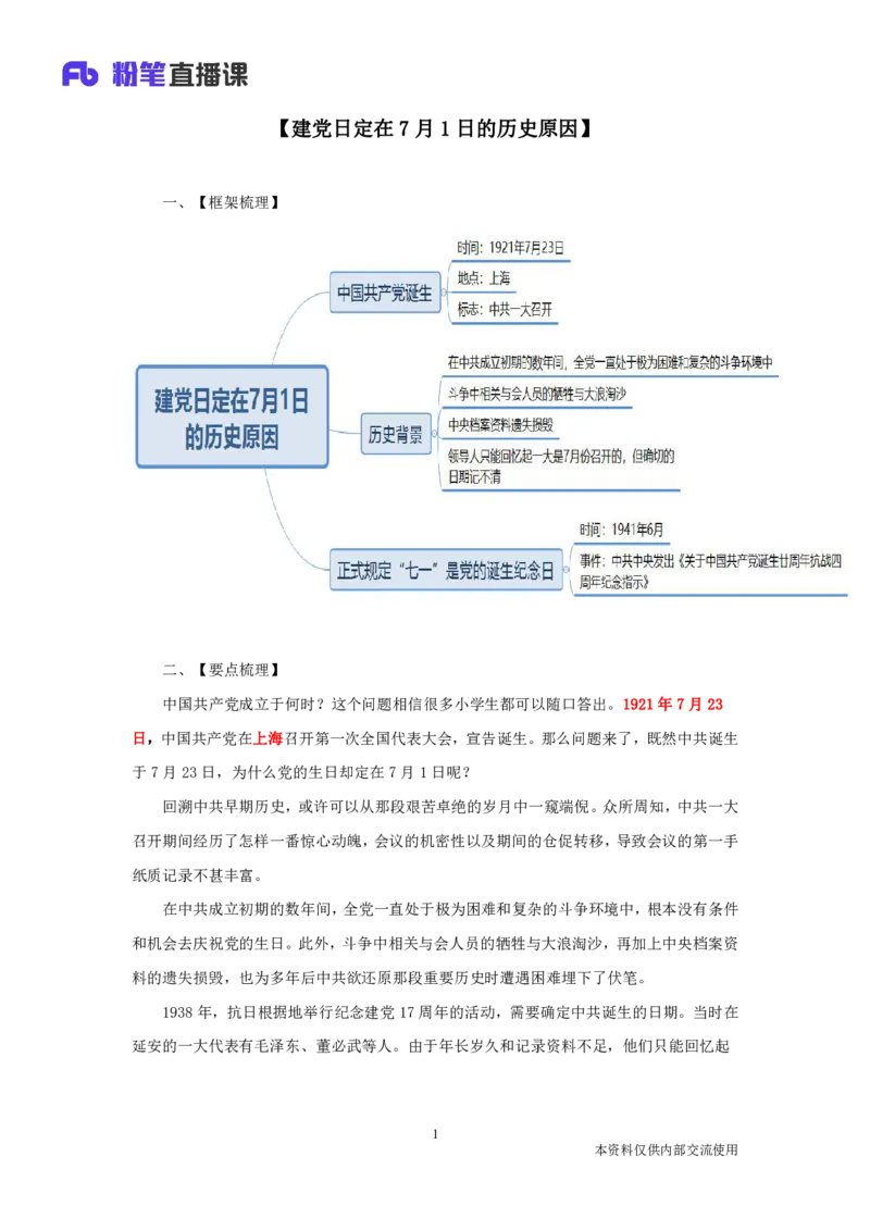 建党日定在7月1日的历史原因_2026考公资料_（49）政治理论合集_政治理论合集_2025国考新增课程政治理论部分_政治理论常识_13建党100周年干货知识合集_建党100周年时政热点合集