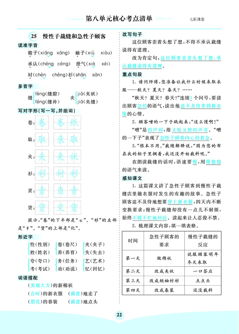 第8单元核心考点清单_三年级上下册资料_小学三年级学习资料-25年更新版_3-02、小学三年级语文下册_3-2-1、学习资料、复习、知识点、归纳汇总_语文3年级1-8单元考核清单